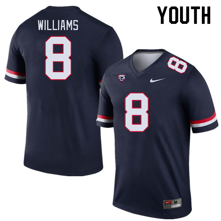 Youth #8 DJ Williams Arizona Wildcats College Football Jerseys Stitched-Navy - Click Image to Close
